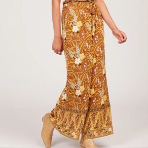 Spell & The Gypsy Collective Boho Floral Wide Leg Pants Mustard
M